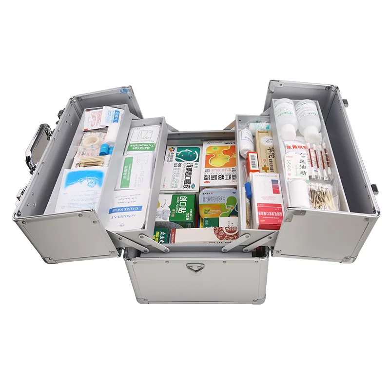 

Household Medicine Cabinet Aluminum Alloy Double Open Multi-Layer Medicine Cabinet Wall-Mounted First Aid Storage Box SA