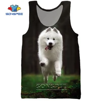 sonspee 3d print cute dog samoyed animal summer mens tank tops casual bodybuilding gym muscle sleeveless beach oversized vest