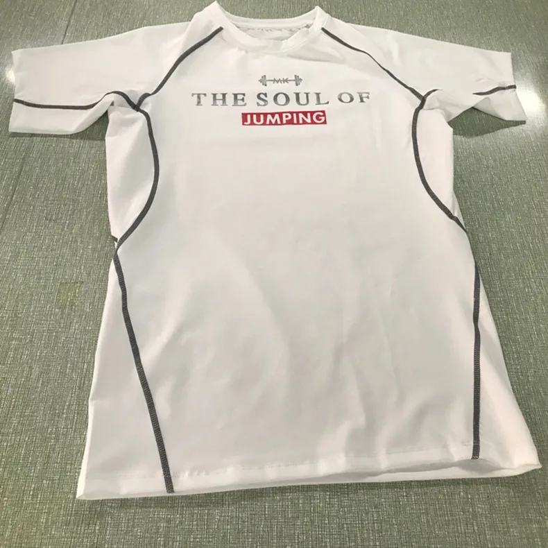 

Sports tights men's fitness suit summer short sleeve quick drying clothes running basketball training T-shirt high bounce