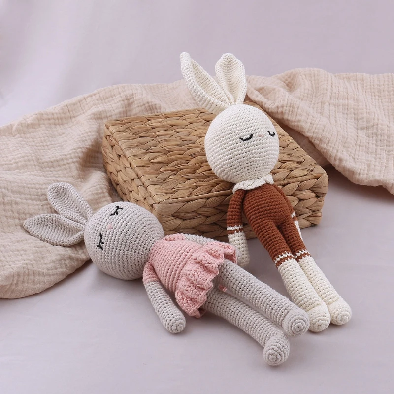 New Handmade Rabbit Crochet Wool Doll Animal Stuffed Plush Toy Baby Soothing Sleeping Gifts for Kids Birthday | Игрушки и хобби