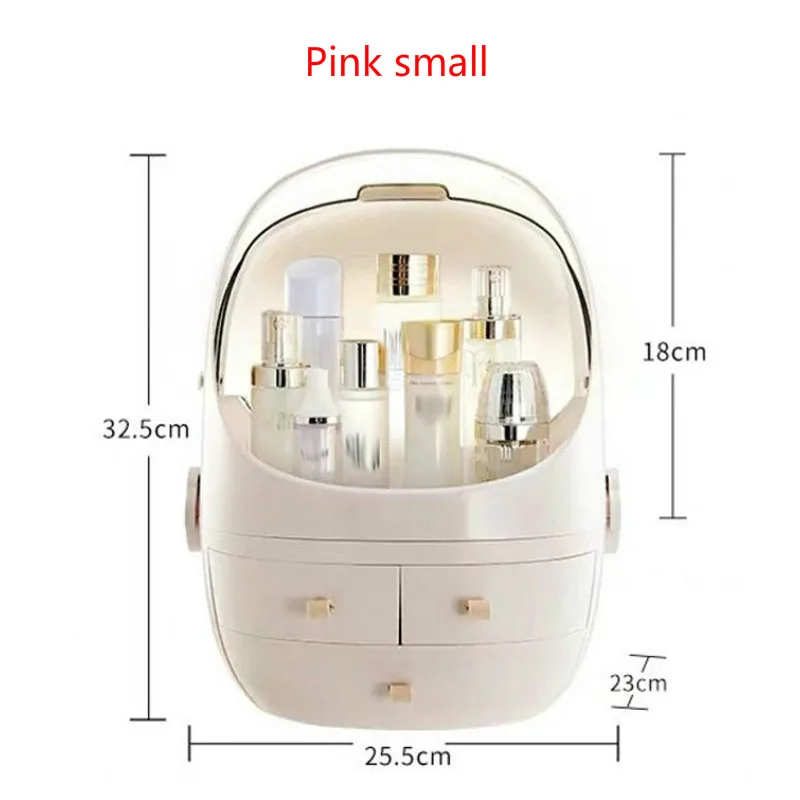 pink small size Довольно портативный водонепроницаемый макияж Косметическая коробка Анти Пылезащитный Чехол Органайзер Ящик Пластиковый косметический контейнер для хранения ювелирных изделий макияж - Цвет: pink small size