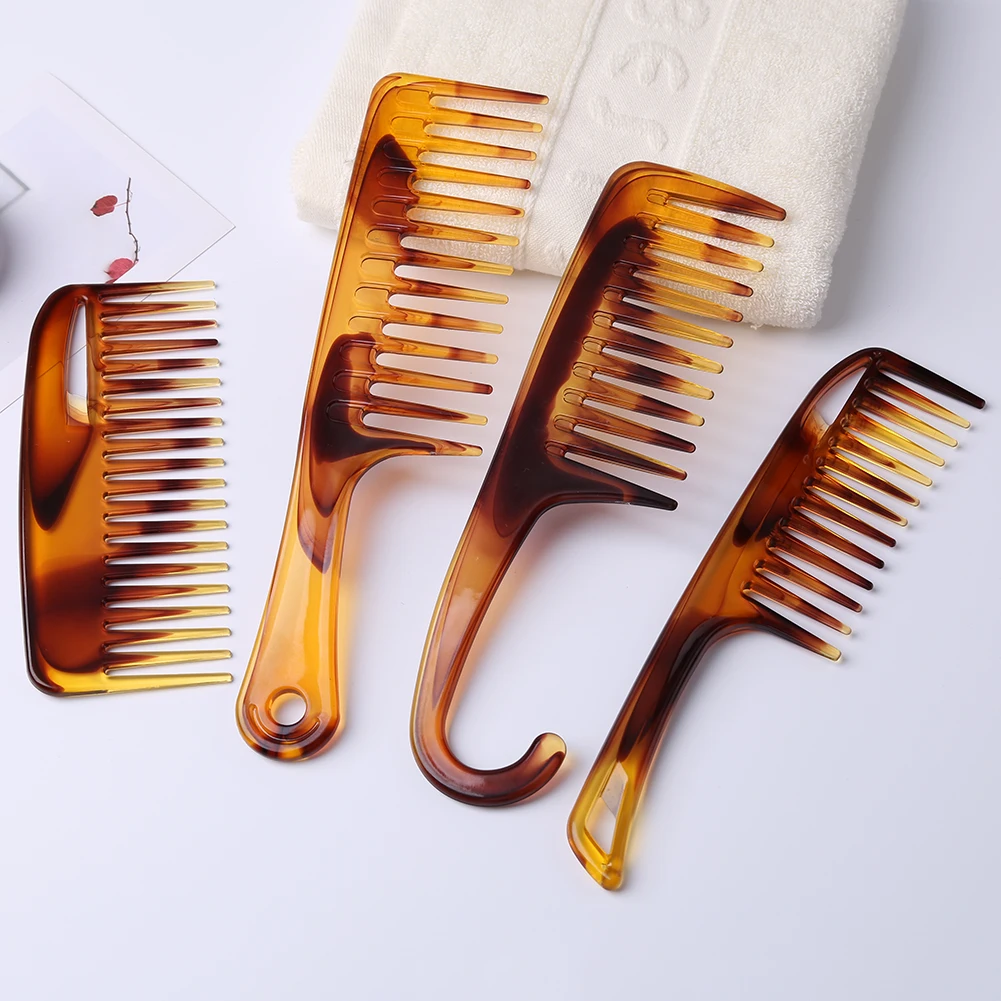 

Vintage Oil Head Comb Wide Teeth Plastic Brush Detangler Curly Hair Anti-static Aircraft Back Combs Massage Hairdressing Tool