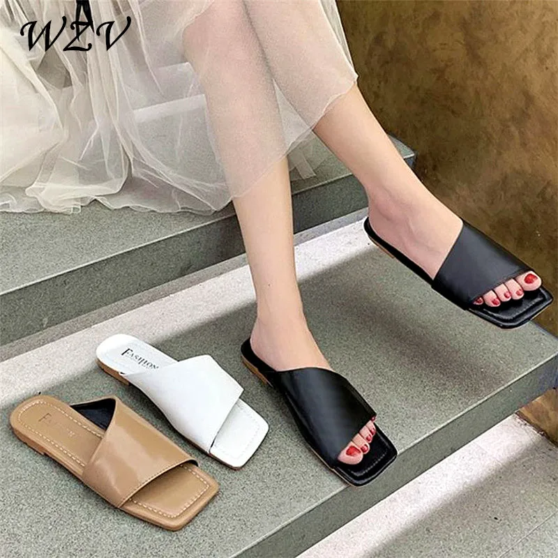 

2021 новые летние элегантные женские тапочки с квадратным носом Сандалии Повседневные тапочки дизайнерские удобные туфли на плоской подошве...