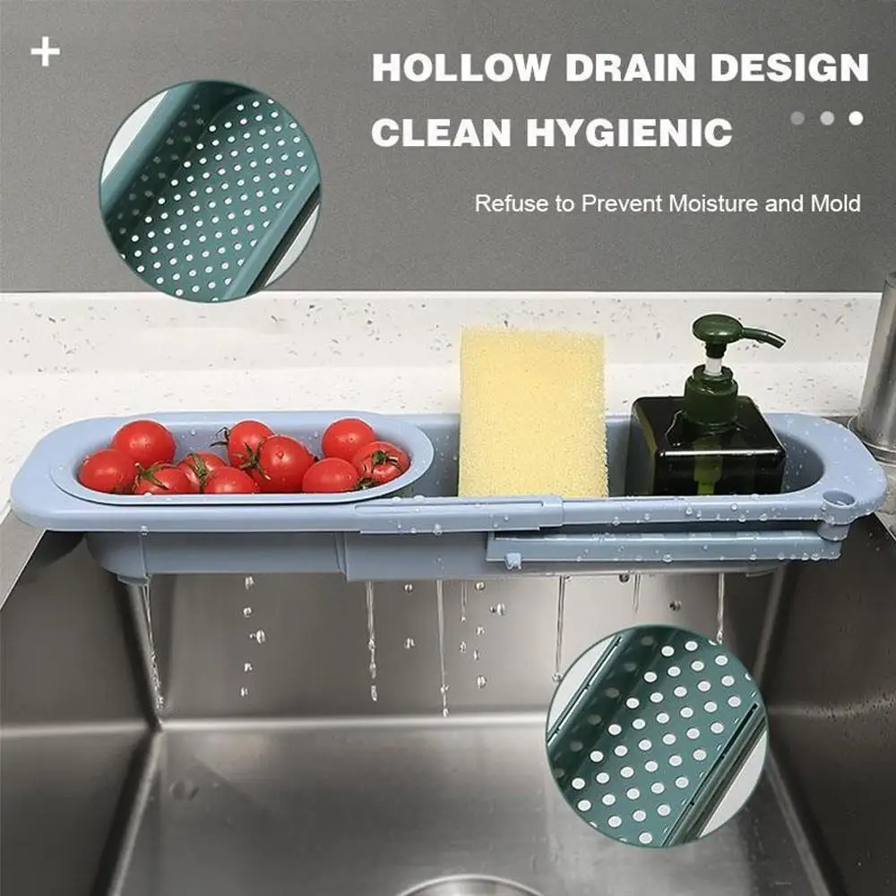 

1pc New Telescopic Sink Rack Kitchen Tool Expandable Storage Drain Basket Kitchen Household Adjustment Drain Basket Sink Rack