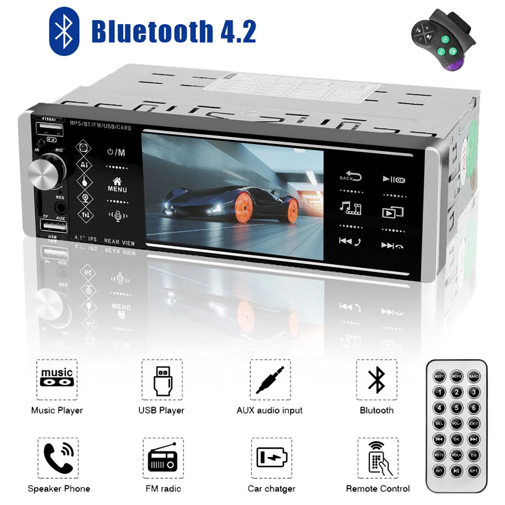 

1Din 5.2 Inch Touch Car MP5 Player Radio Stereo Player Bluetooth Intelligent AI Voice Bidirectional Interconnection AM FM 3-USB