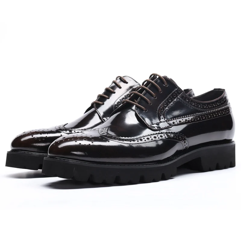 Мужские оксфорды из лакированной кожи с круглым носком на шнуровке|Туфли| |