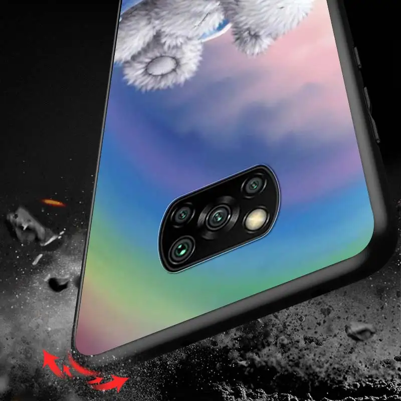 

Cartoon teddy bear for Xiaomi Redmi K30 K30S Mi 10T Lite Pro Poco X3 NFC X2 M3 M2 F2 Pro C3 F1 Soft Black Phone Case