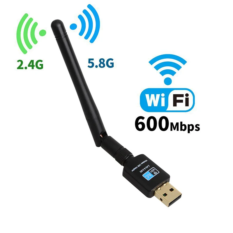 600M Wireless USB WiFi Adapter Network Card Wifi Receiver 2.4G/5.8G Dual Band Antenna Computer Network LAN Card 1200M High Speed