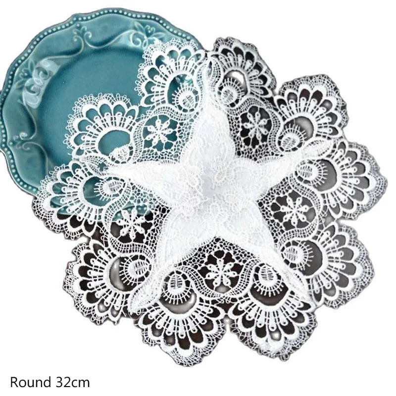 Роскошный круглый Настольный коврик с вышивкой тканевый кружевной кружевная