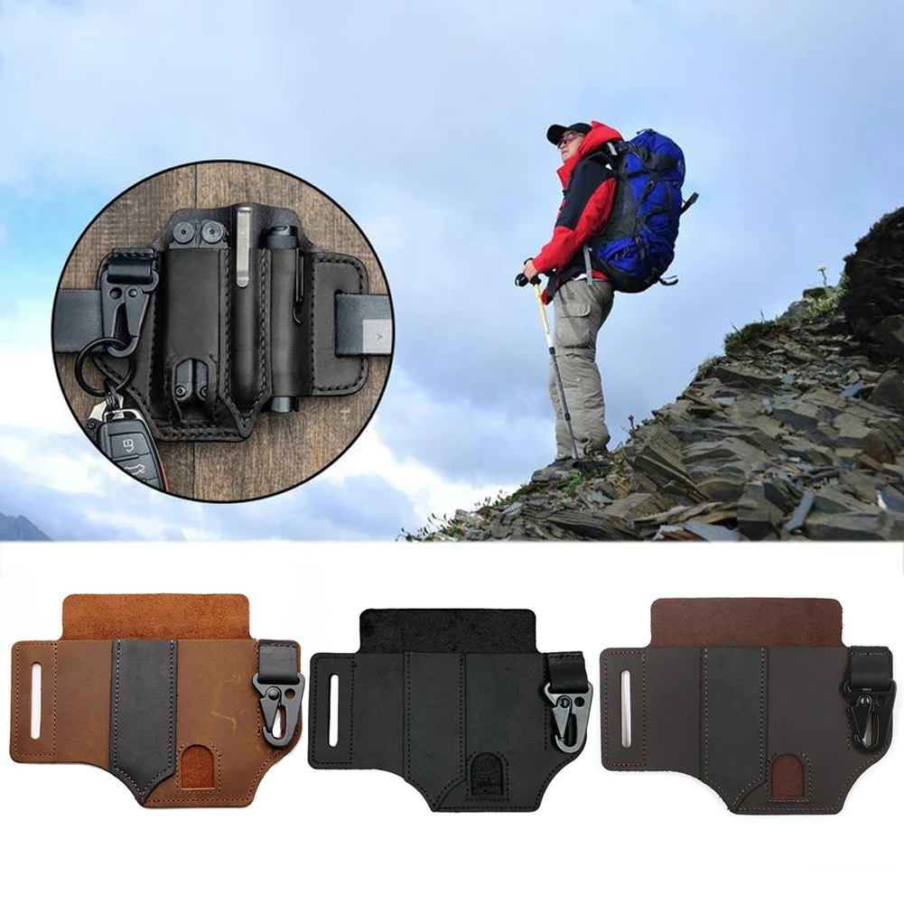 

Leather sheath multi-function tool suitable for any outdoor activities mountain climbing fishing leather pocket storage bag hand