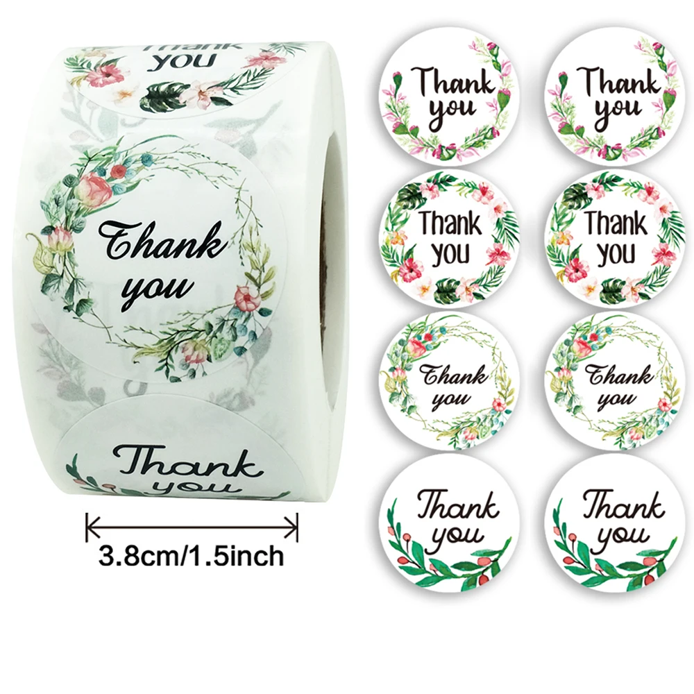 Фото - 500pcs/roll 1.5Inch Flower Thank You Stickers Sealing Label for Wedding Gift Card Business Decoration Stationery Sticker 500pcs roll 2 5cm color flower thank you stickers round stationery label sticker gift packaging saling decoration