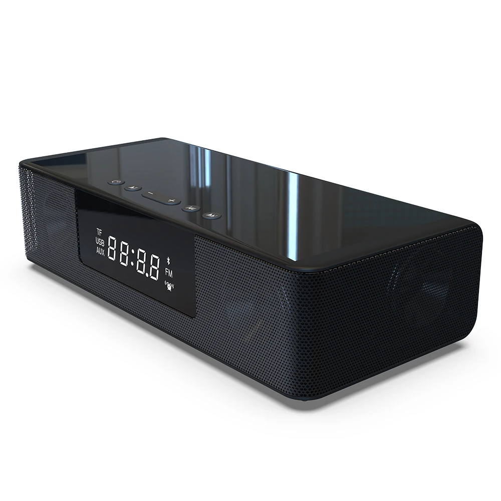 2в1 10 Вт Беспроводная Быстрая зарядка Bluetooth динамик часы/FM радио Светодиодный дисплей мощность USB порт часы с зарядным устройством