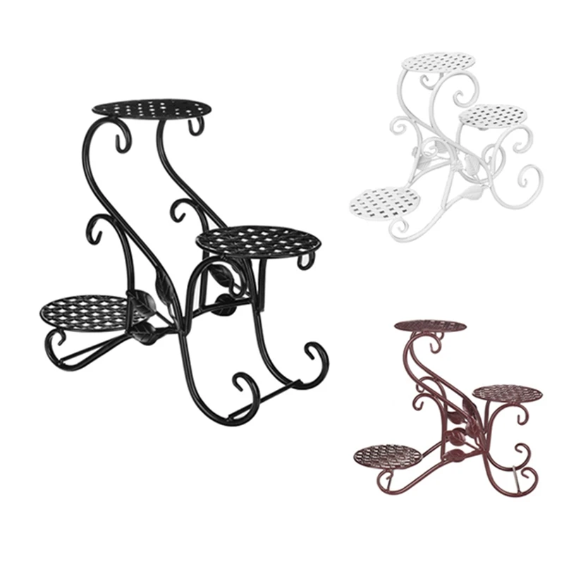 

Iron Flower Shelf Rack Home Floor-Style Living Room Flower Pot Shelf 3Layers Indoor Outdoor Garden Flower Stand