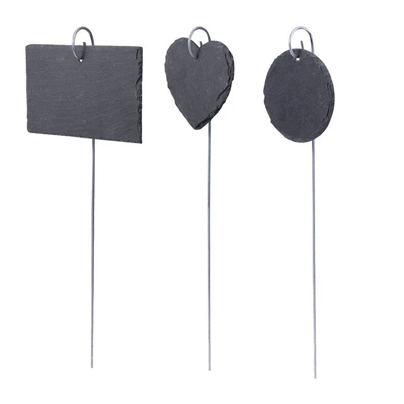 Slate Plant Label Natural Iron Hanging Greenhouse Sign Gardening Garden Marker For Flower Bed Pots Planters | Дом и сад