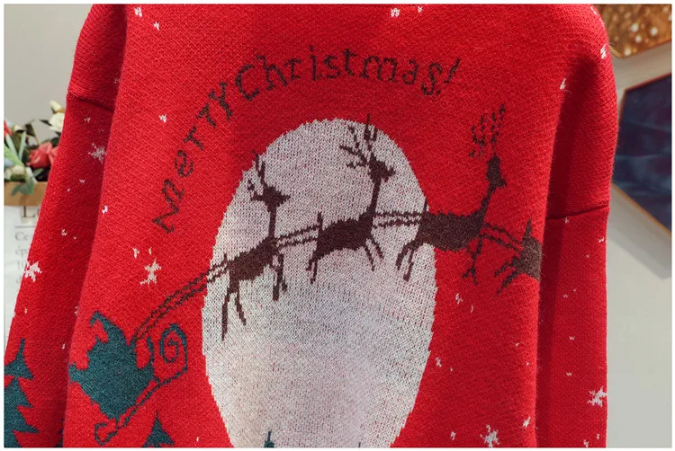 

Women Christmas Ladies Knitted Jumper Pullover Women Turtleneck Sweater Snowflake Elk Print Pullovers Sweaters B242