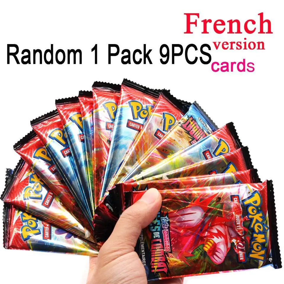 Cartas de Pokemon francesas de 9 Uds., espada y escudo de batalla, caja completamente sellada al por menor, tarjeta de Pokemon de cielo cambiante para regalos de ni&ntilde;os-1