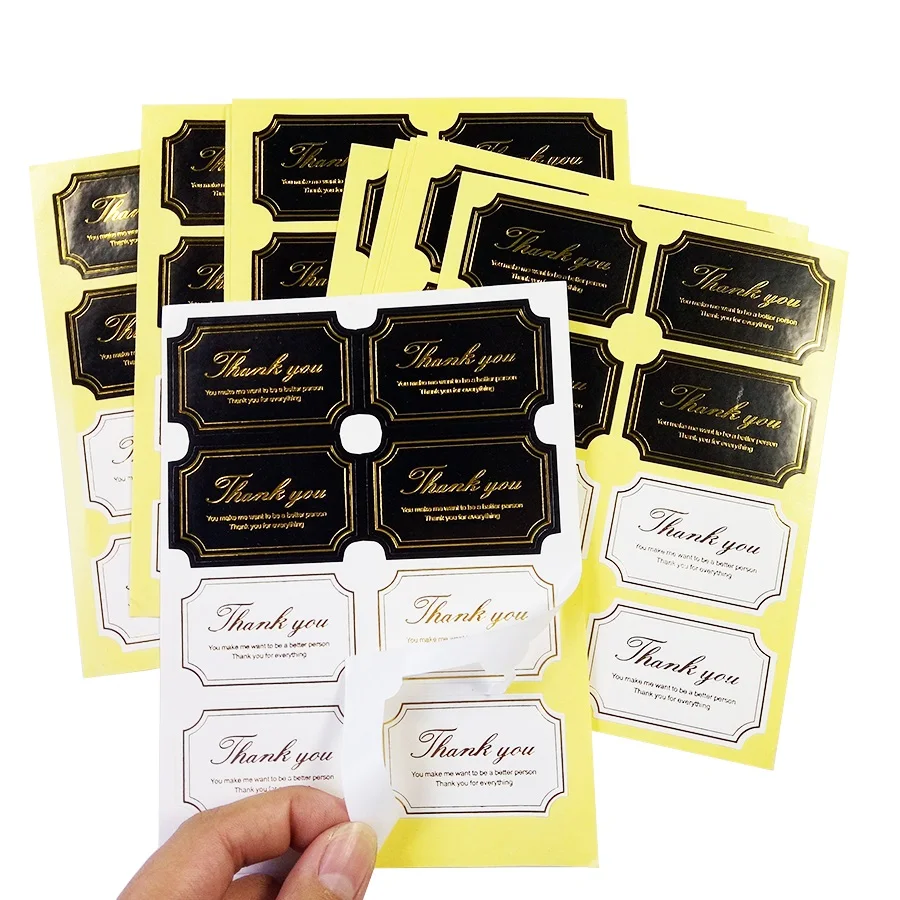 

80 шт./лот «спасибо», черно-белая наклейка с уплотнением, золотые бумажные наклейки для подарочной упаковки, декоративные этикетки, наклейки ...