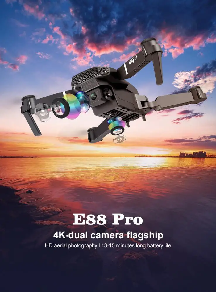 HobbyLane E88 pro Дрон 4k HD Двойная камера визуальное позиционирование 1080P WiFi fpv