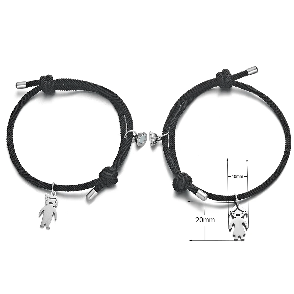 

Adjustable Stainless Steel Magnet Paired Bracelet Men Women Custom Personalized Engrave Name Villain Baby Lovers Couples Gifts