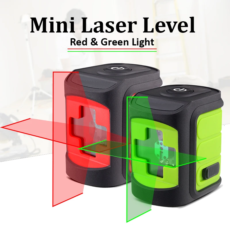 Миниатюрный лазерный уровень 2 линии красный и зеленый луч самонивелирующийся