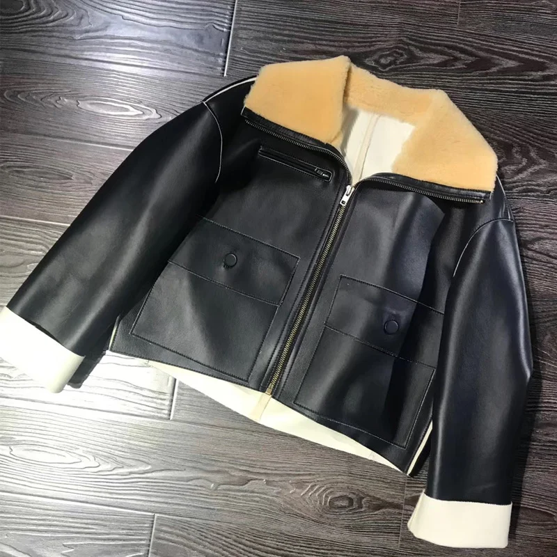 

Женская куртка из натуральной овечьей шкуры SHZQ