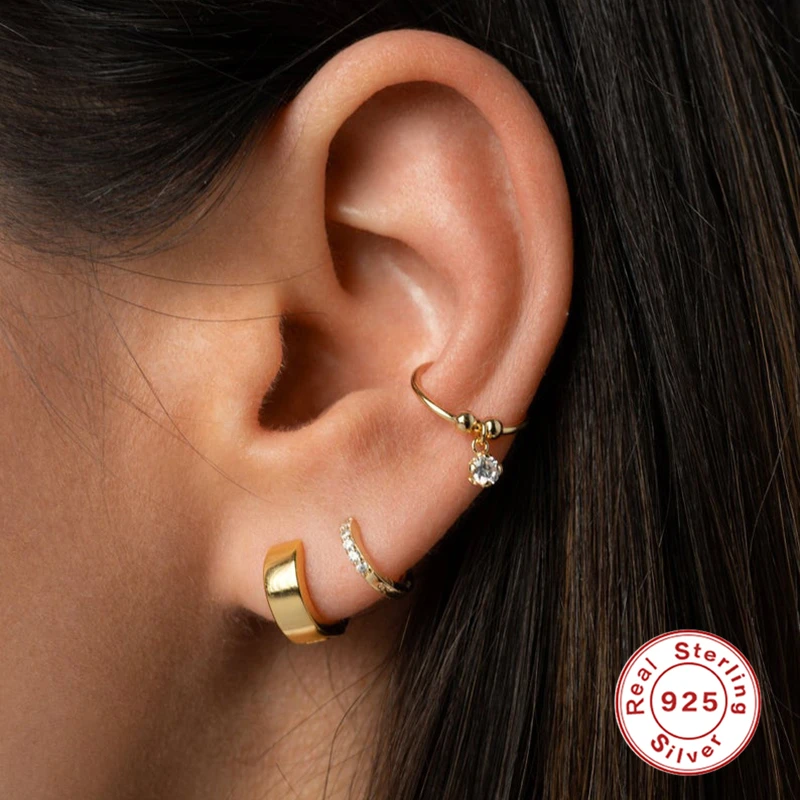 

KOJ 925 Sterling Silver Earrings For Women/Men Small Hoop Earrings Ear Bone aros Tiny Ear Nose Ring Girl aretes ear hoops Earing