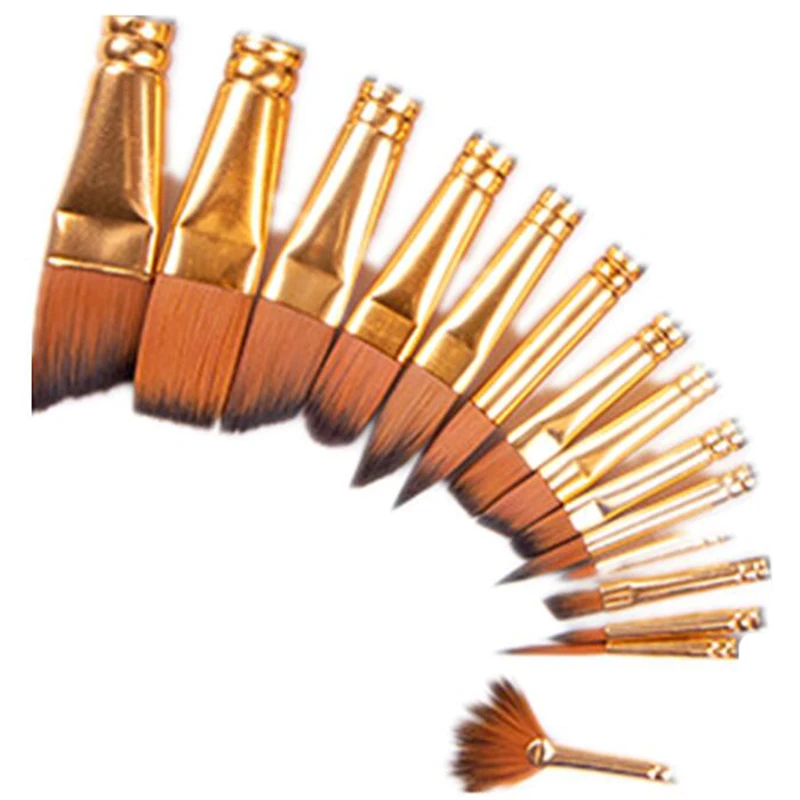 

15Pcs Wooded Nylon Oil Paint Brush for Artist Oily Acrylic Painting