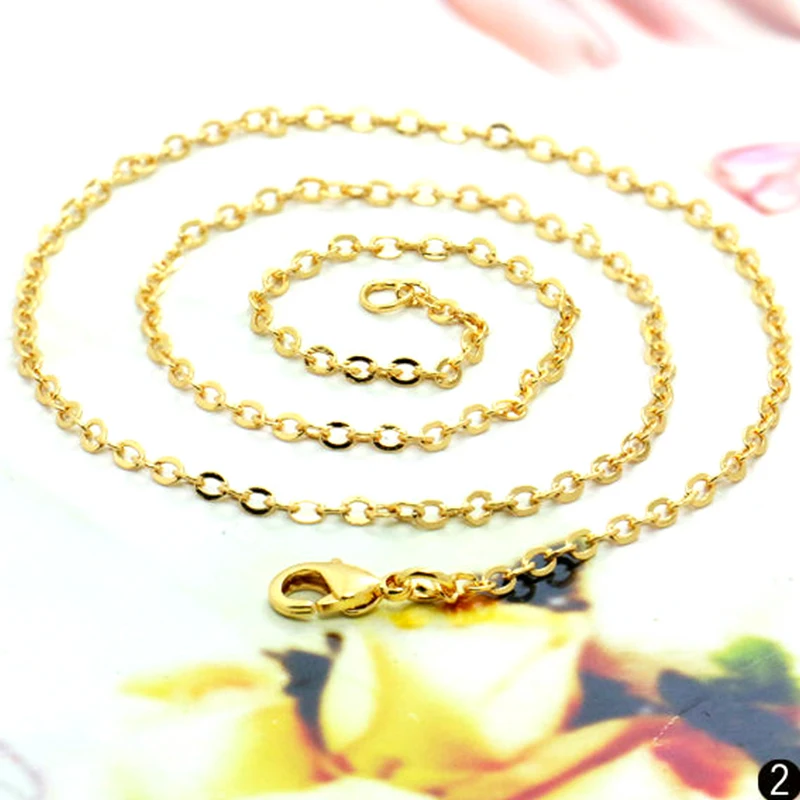 

2pcs New Hot Sale Real Gold Plated Not-Easy-Fading Chain With Lobster Clasp Necklace Jewelry Making 45cm/ 65cm