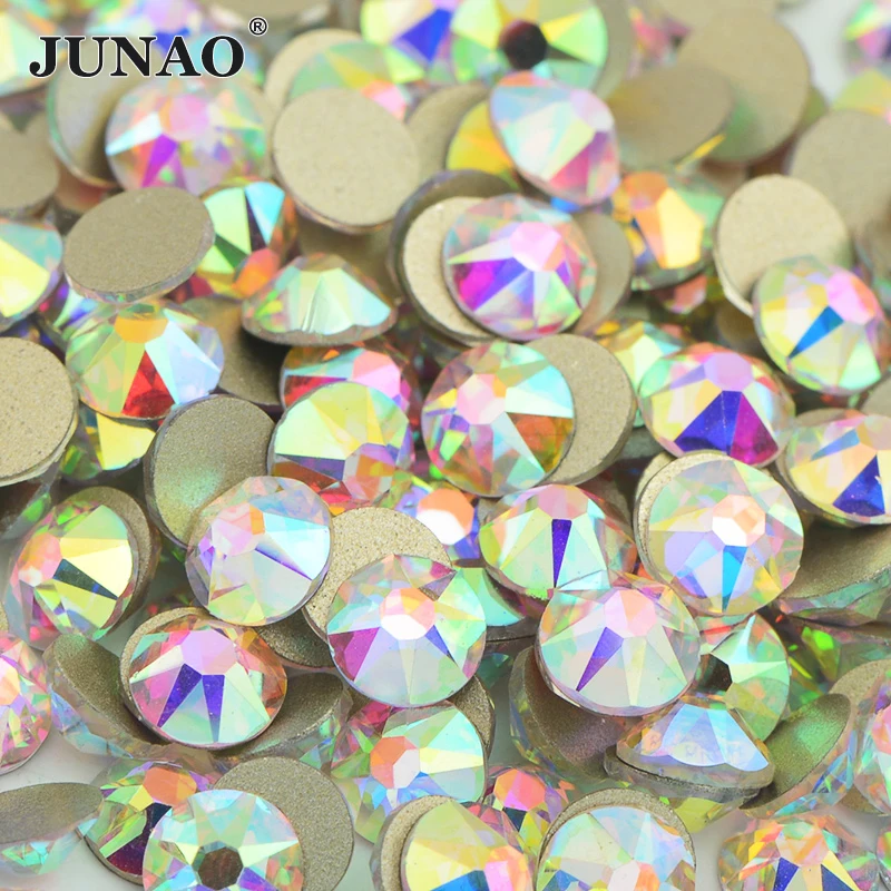 JUNAO SS20 хрустальные стразы для украшения ногтей круглые с плоским основанием