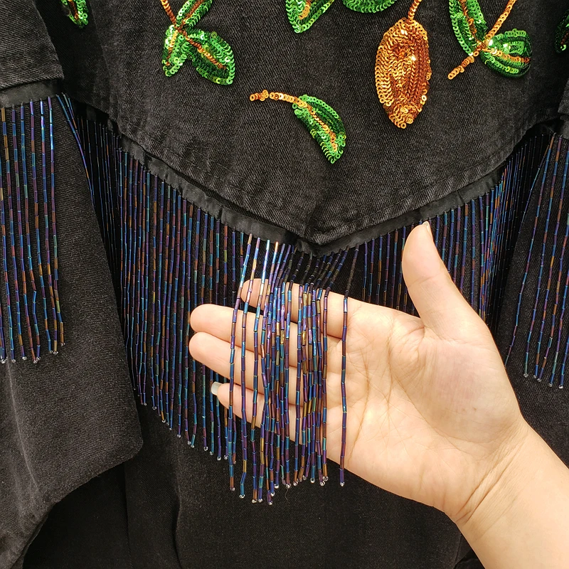 Женское свободное джинсовое пальто Veste femme printemps Черное Осеннее уличное