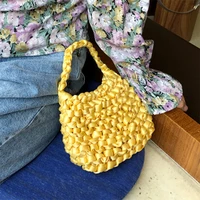 scarf ribbon hand woven women handbag fluorescent colors ladies hand bags crochet handmade female tote solid women bag 2020 new
