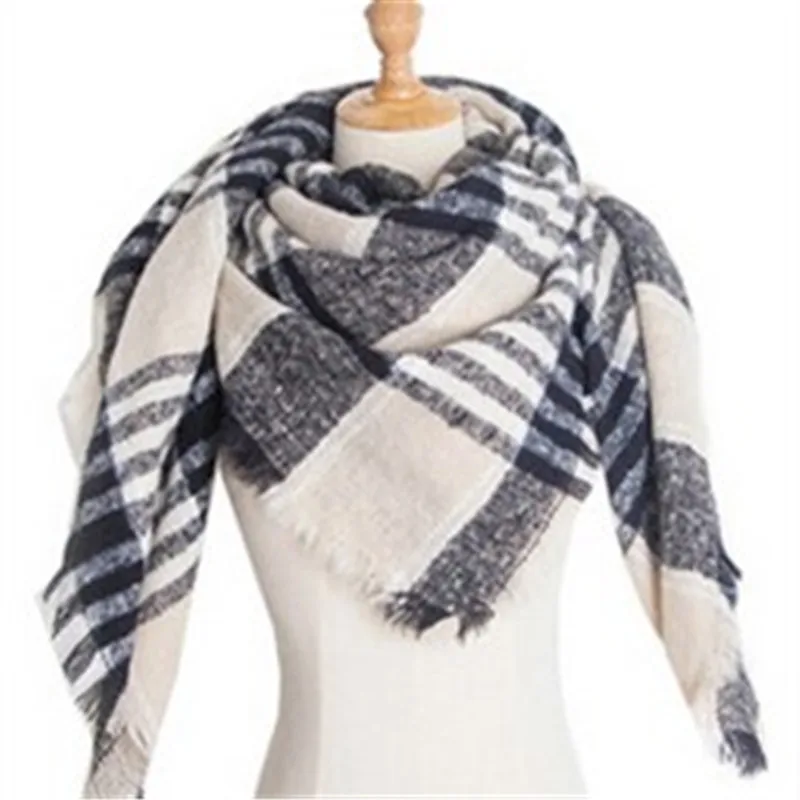 

Fashion Winter Scarf Women Plaid Scarf Warm Designer Triangle Cashmere Shawls Women's Scarves