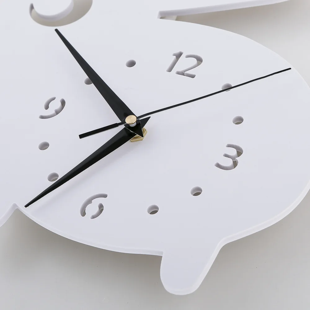 3D Маленький кролик настенные часы современный дизайн цифровой указатель ПВХ для