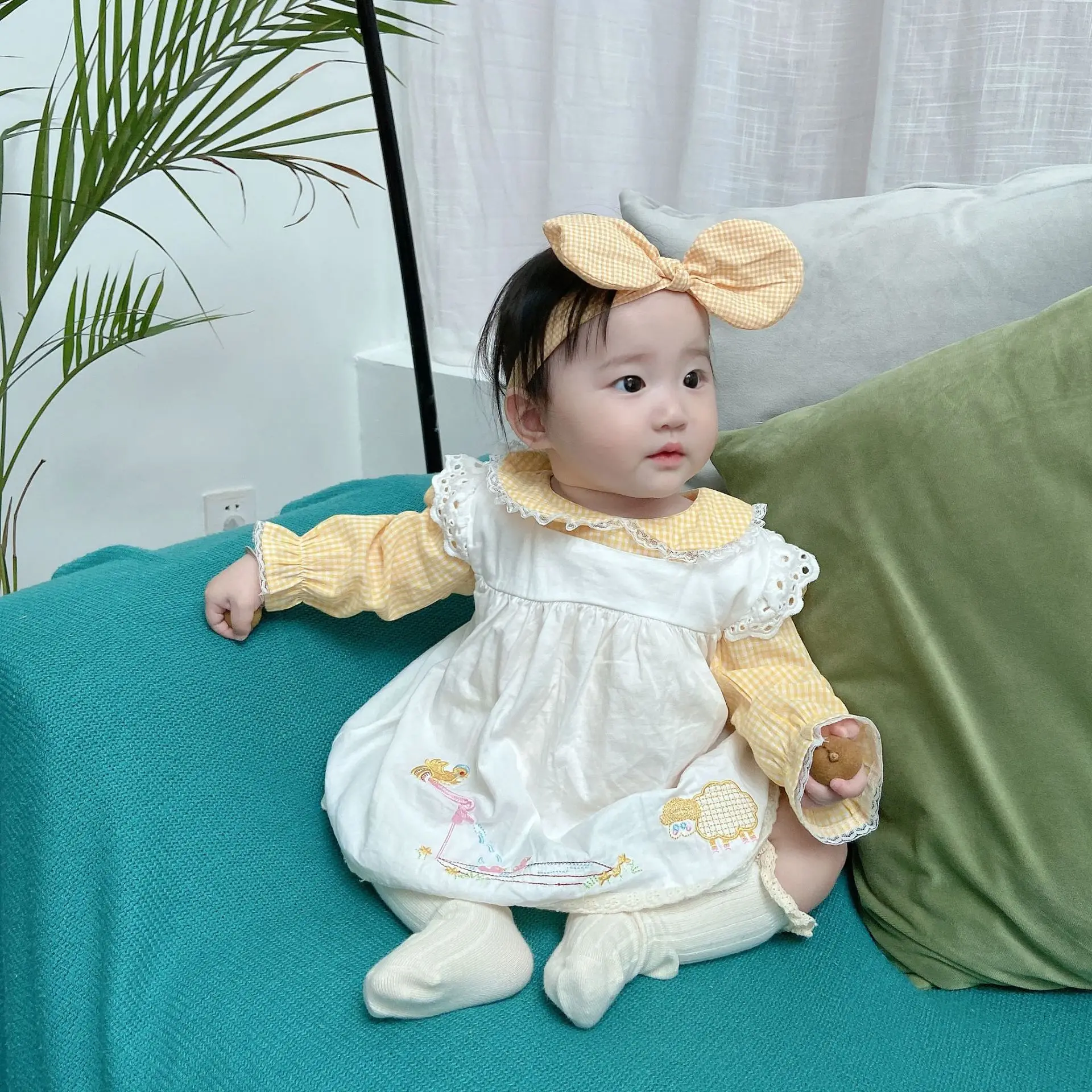 Рубашка для девочек + платье Одежда Костюм с вышивкой 2021 осенние детские