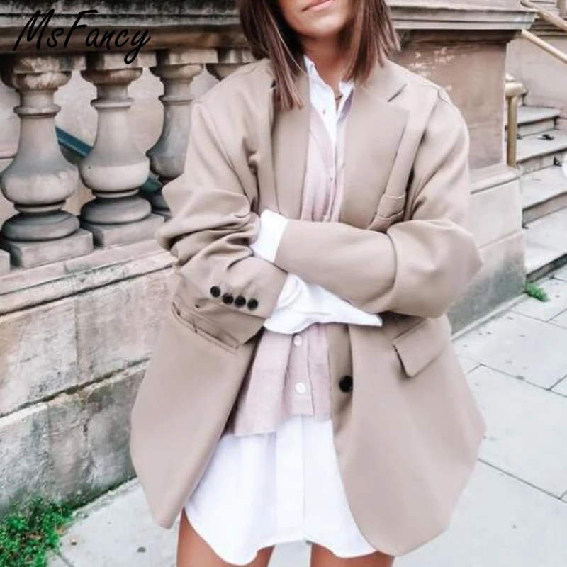 Осенний Блейзер Msfancy Женский однобортный повседневный костюм 2021 год женская
