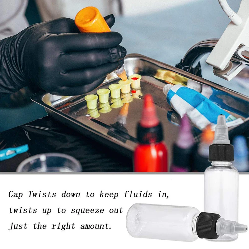 Пустой флакон для тату с закручивающейся крышкой пластиковый пигментной