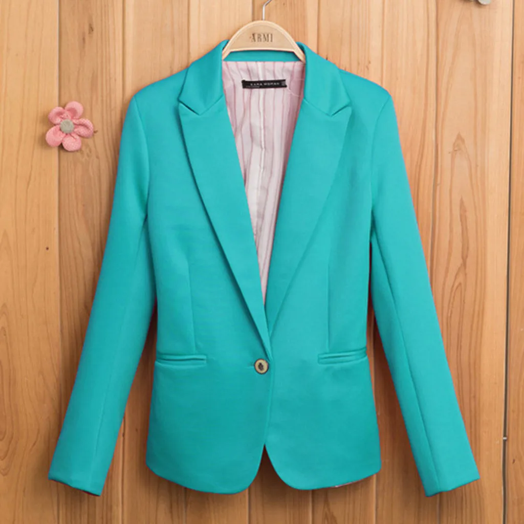 

New Fashion Women Ladies Suit Coat Business Blazer Women's Casual Solid Color Long-Sleeved Button Slim Cardigan Blazer Coat