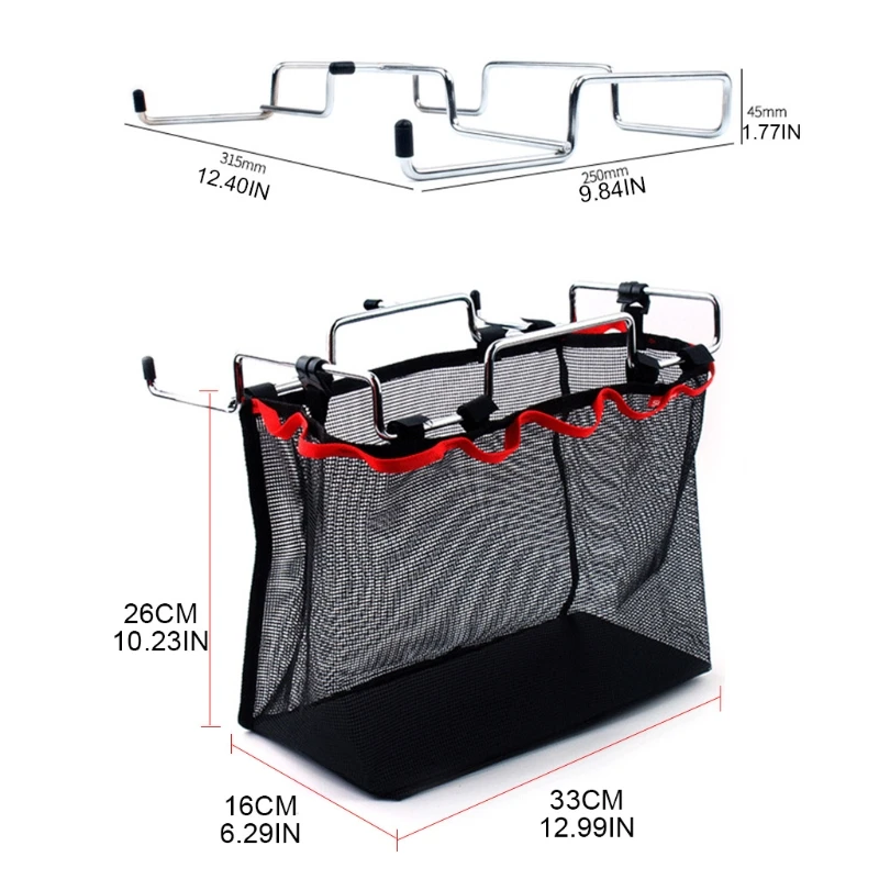 

Outdoor Camping Storage Mesh Bag with Versatile Stainless Steel Support Stand Portable Cooking Utensils Gadget Container