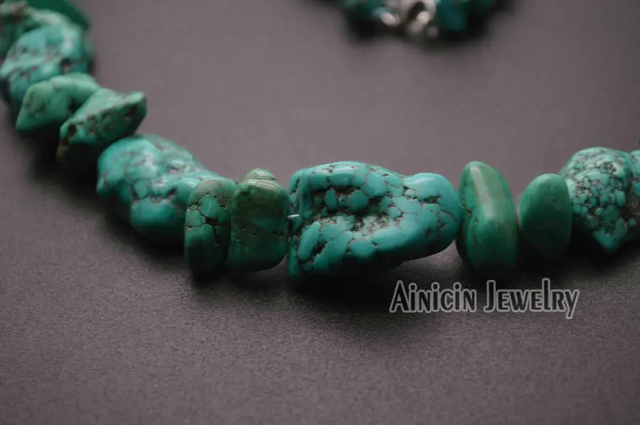 

Natural Green Color Turquoise Gradeuated Gravel Beads Choker Necklace 18'' Ethnic Sytle Beaded Women Exaggerated Jewelry