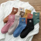 Мультяшные носки smiley, милые зимние теплые кавайные носки, женские дизайнерские женские разноцветные носки в уличном стиле