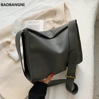 high capacity pu leather shoulder bags for women simple solid color female crossbody bag designer handbags and purse