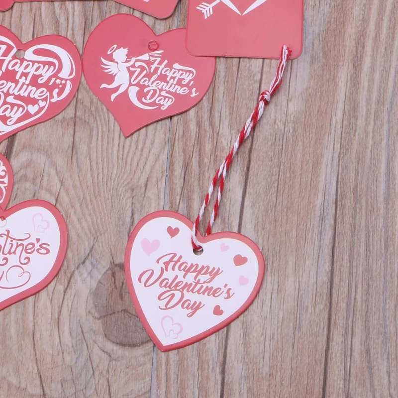 

2021 New 200Pcs 20 Styles Red Valentines Tags Paper Gift Tags Hang Labels with Twines Kit 2020 trend