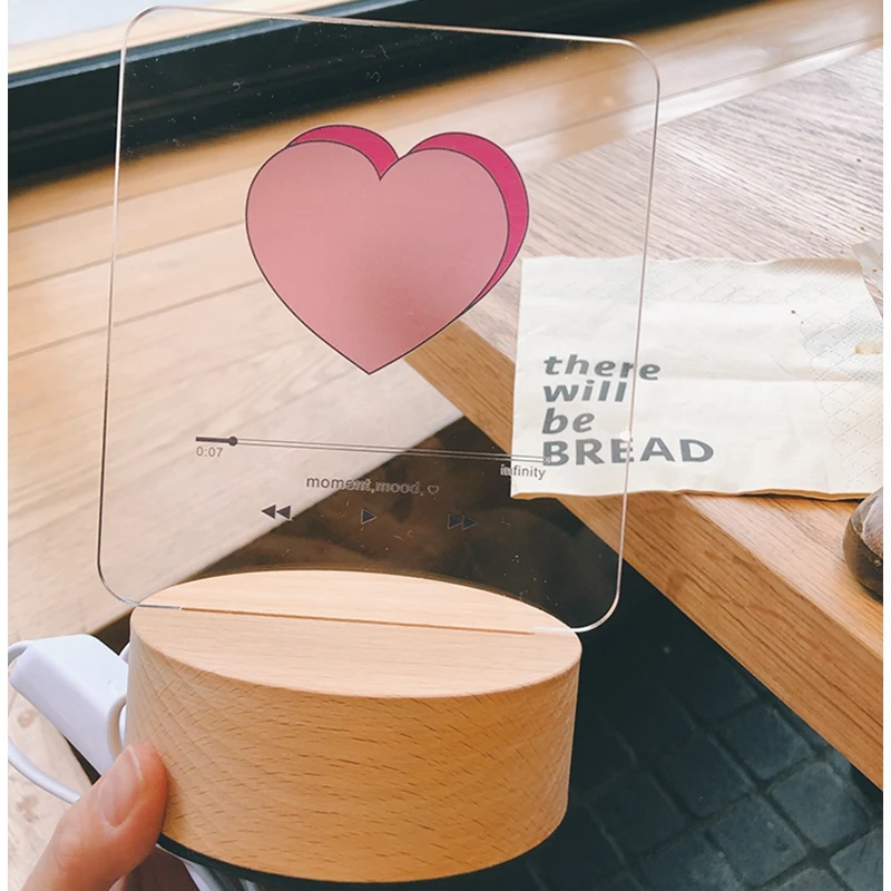 

Red Heart Player 3D Night Light Girl Warm Indoor Decorative Night Light Romantic Holiday Decor Gift Romantic 3D LED Night Lamp