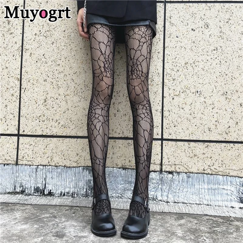 

Muyogrt Spider Tights Woman Underwear Party Clubwear Sexy Stockings Street Gothic Hosiery Plus Size Women Mesh Fishnet Pantyhose