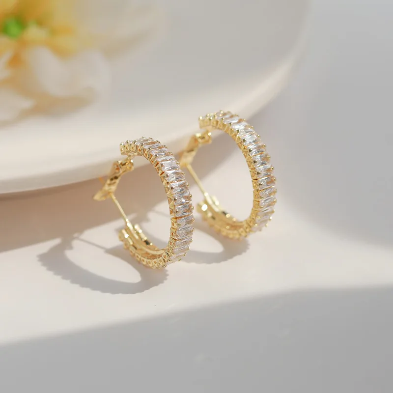 Элегантные циркониевые серьги модные Женские винтажные золотистые недорогие в