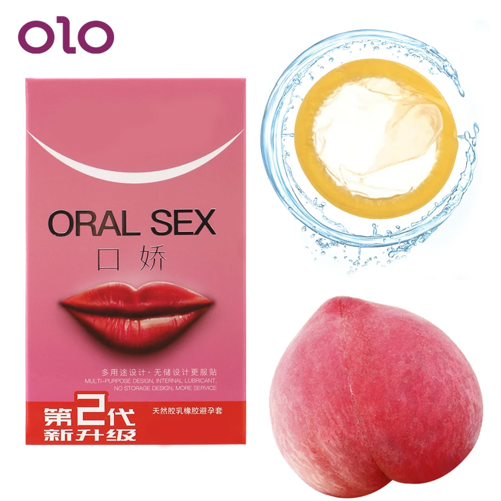 

OLO 10pcs/box Oral Sex Condoms With Peach Taste Blowjob Natural Latex Condoms Safe Sex Penis Sleeve Sex Toys for Couples