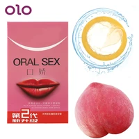 olo 10pcsbox oral sex condoms with peach taste blowjob natural latex condoms safe sex penis sleeve sex toys for couples