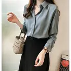 Новинка весна-осень 2021 Корейская темпераментная однотонная шифоновая рубашка женская рубашка с длинным рукавом модная офисная рубашка для женщин