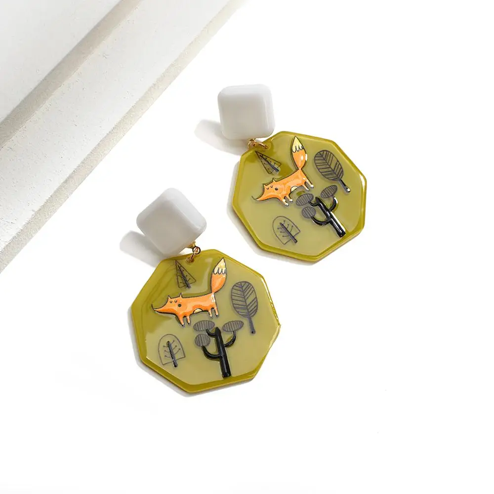 Женские акриловые серьги-подвески AENSOA Необычные темно-зеленые геометрические