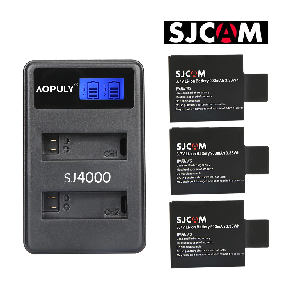3 pcs and 1 charger SJCAM SJ4000 PG1050 Камера Батарея Li-Ion Батарея зарядное устройство для спортивной экшн-камеры SJCAM SJ5000 SJ6000 SJ8000 M10 EKEN 4K H8 H9 GIT-LB101 GIT Батарея - Цвет: 3 pcs and 1 charger